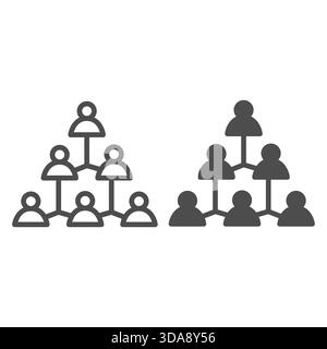 Social status pyramid line and solid icon, osint analytics concept. Vector graphics. Pyramid scheme with user pics, rename growth sign on white backgr Stock Vector