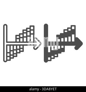 Pips data in growth graph line and solid icon, info tech concept. Vector graphics. Investments with risks management, trading sign on white background Stock Vector