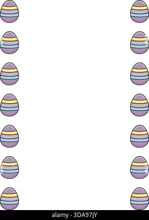 A whimsical vector illustration of pastel striped Easter eggs arranged in vertical columns, perfect for festive holiday designs. Stock Vector