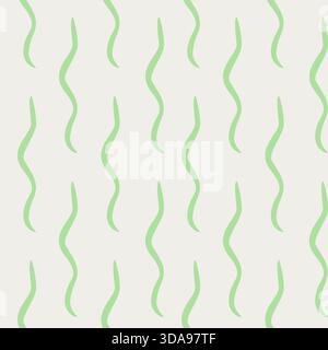 Seamless vector pattern of flowing light green organic lines on a Cloud Dancer background, evoking a sense of gentle movement and organic growth. Stock Vector