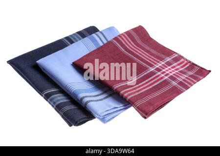 Different handkerchiefs isolated on white. Stylish accessory Stock Photo