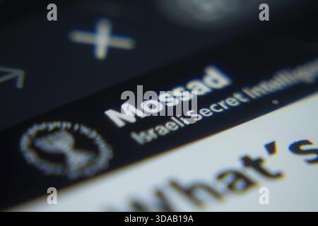 Dhaka, Bangladesh- 02 Dec 2025: A Close-up of a laptop screen is displaying the Mossad web interface in a browser Stock Photo