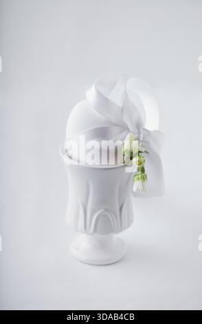 Easter Egg packed as a gift on white background Stock Photo