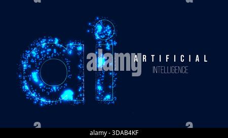 AI Intelligence with neural networks data flows symbolizing machine learning and automation. For tech ads websites and marketing campaigns. Vector illustration... Stock Vector
