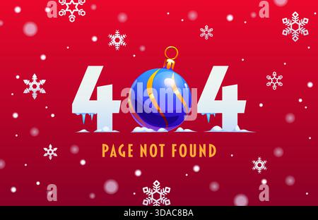 Merry Christmas 404 page not found error, bauble Stock Vector