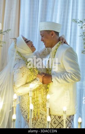 a couple married pose and romantism angle view Stock Photo