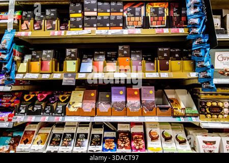 London UK, December 02 2025, Supermarket Selection Of Assorted Mixed Chocolate Bars Confectionery Stock Photo