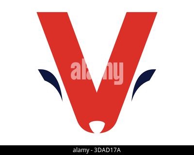 A clean and modern initial letter V fox icon featuring sharp lines and minimalist geometry, ideal for digital branding, creative illustrations. Stock Vector