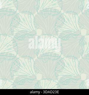 Seabed pattern with Sea shell Pectinidae scallop. Seaside recreation, diving. In pastel colors. Vector illustration Stock Vector