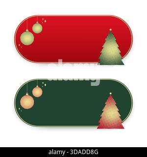 Christmas festive template with golden frame decorated with Christmas balls and Christmas tree. Vector illustration Stock Vector
