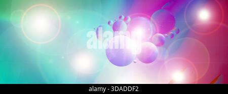 beautiful violet blue background with len flare effect, gradient. Long banner Stock Photo