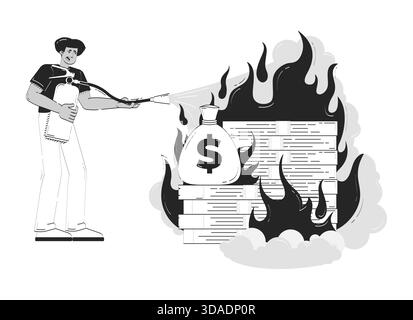 Currency devaluation doodle line illustration concept Stock Vector
