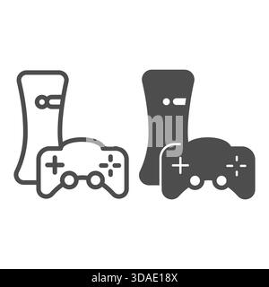 Modern digital gamer console and joystick line and solid icon, gaming device concept, Video game gamepad sign on white background, outline style icon Stock Vector