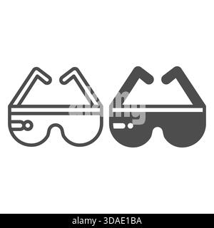 Augmented reality glasses line and solid icon, futuristic smart device concept, AR and VR glasses sign on white background, outline style icon for mob Stock Vector