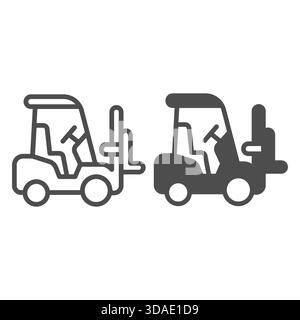 Forklift, warehouse truck line and solid icon, manufacturing logistic concept, lifting vehicle, transporting sign on white background, outline style i Stock Vector