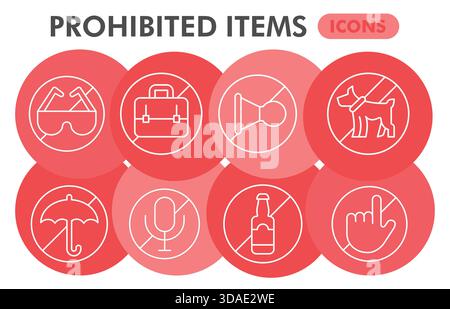 Prohibited items infographic design template. Forbidden action ...