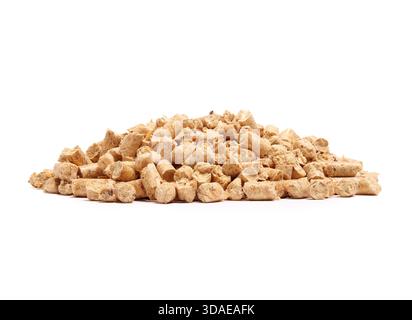 Pile of wood pellet cat litter. All-natural and eco-friendly alternative to clay litter. Also used as bio or fuel pellets for heating in stoves or fur Stock Photo