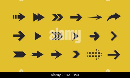 Arrow icon vector set. Vector isolated illustration set of different kind of arrows Stock Vector