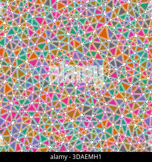 Triangles pattern. Rounded solid shapes in frames. Small triangles size. Multicolored style. Repeatable pattern. Beautiful vector tiles. Stock Vector