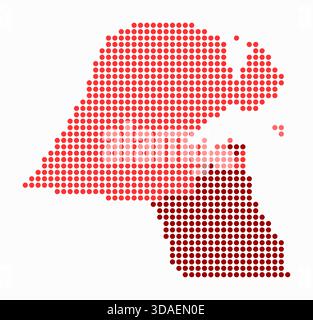 Kuwait dotted map. Digital style map of the country on white background. Kuwait shape with circle dots. Colored dots style. Large size circles. Stock Vector