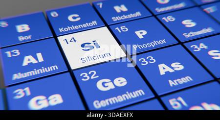 Silicon (Si) symbol chemical element of the periodic table, 3D ...