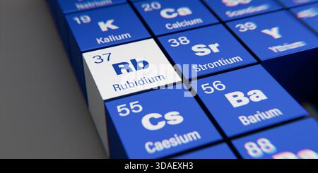 Rubidium Rb Rubidium (Rb) symbol chemical element of the periodic table, 3D ...