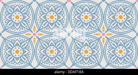 Vintage seamless abstract floral pattern in European style. Azulejo pattern. Stock Vector