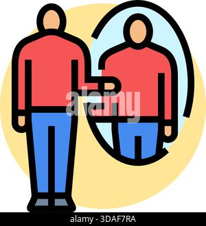 Self reflection color line icon. Human behavior. Self education Stock ...