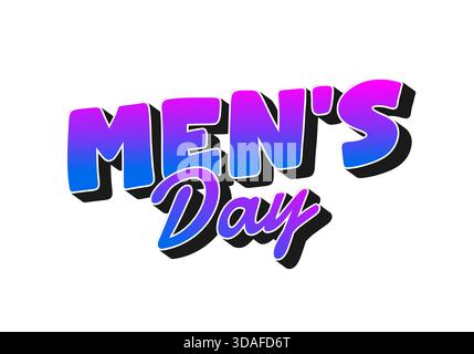 Stylized text graphic for Mens Day, featuring bold letters in gradient blue and purple colors with a shadow effect. Stock Vector