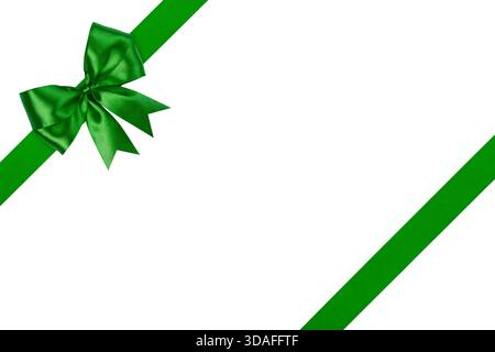 Green Bow Ribbon Isolated on White Background, Clipping Path Included Stock Photo
