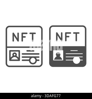 Author identity of NFT line and solid icon, crypto metaverse concept. Vector graphics. Non fungible token certificate, ownership sign on white backgro Stock Vector