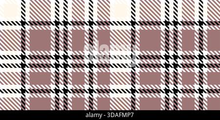 Traditional houndstooth check fabric design with brown beige and black plaid pattern Stock Vector