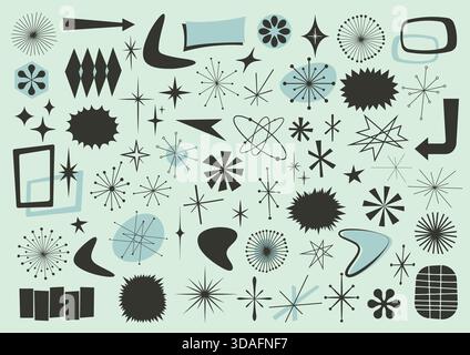 Atomic style vector Pack of different shapes from the fifties - Part 2 Stock Vector