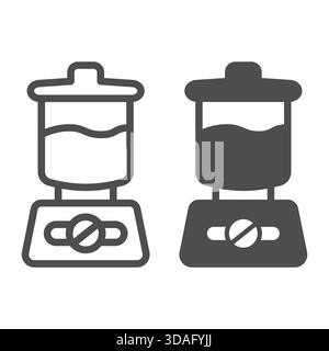Electric mixer with toggle switch and buttons line and solid icon, kitchen concept. Vector graphics. Mixer sign on white background, outline style ico Stock Vector