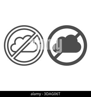 Cloud ban line and solid icon, cloud storage concept. Vector graphics. Forbidden, prohibited item sign on white background, outline style icon for mob Stock Vector