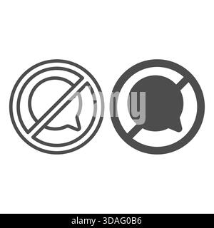 Dialogue ban line and solid icon, conversations concept. Vector graphics. Forbidden, prohibited item sign on white background, outline style icon for Stock Vector