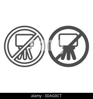Easel ban line and solid icon, board for presentation concept. Vector graphics. Forbidden, prohibited item sign on white background, outline style ico Stock Vector