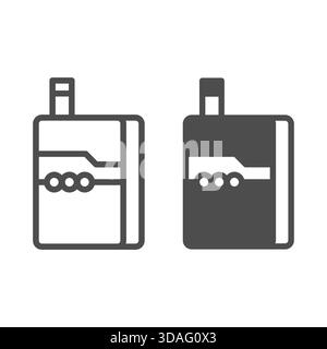 Electronic cigarette line and solid icon, device concept. Vector graphics. Smoking tobacco sign on white background, outline style icon for mobile or Stock Vector
