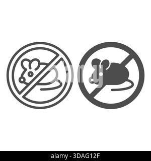 Laboratory mouse ban line and solid icon, rat concept. Vector graphics. Forbidden, prohibited item sign on white background, outline style icon for mo Stock Vector