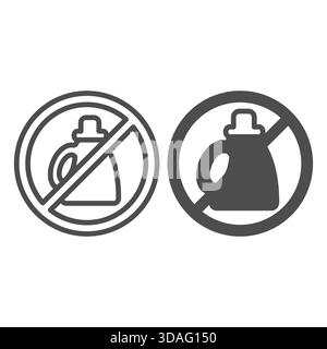 Bottle of machine oil ban line and solid icon, repair concept. Vector graphics. Forbidden, prohibited item sign on white background, outline style ico Stock Vector
