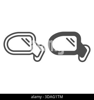 Car side view mirror line and solid icon, car parts concept. Vector graphics. Mirror sign on white background, outline style icon for mobile or web de Stock Vector