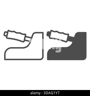 Handbrake lever line and solid icon, car parts concept. Vector graphics. Car handbrake sign on white background, outline style icon for mobile or web Stock Vector