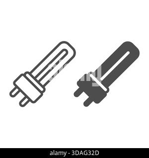 Fluorescent light bulb line and solid icon, eco lamp concept. Vector graphics. Mini lamp sign on white background, outline style icon for mobile or we Stock Vector