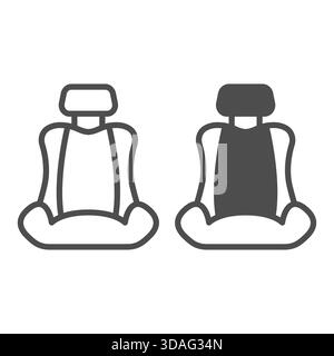 Car seat line and solid icon, car interior concept. Vector graphics. Chair sign on white background, outline style icon for mobile or web design Stock Vector