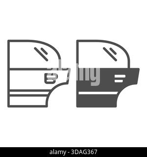 Car side door line and solid icon, car parts concept. Vector graphics. Part sign on white background, outline style icon for mobile or web design Stock Vector