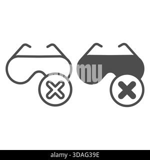 Sunglasses ban line and solid icon, summer concept. Vector graphics. Glasses forbidden, prohibited item sign on white background, outline style icon f Stock Vector