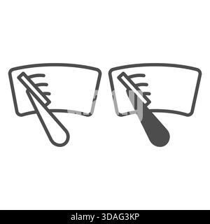 Windshield glass and squeegee line and solid icon, car parts concept. Vector graphics. Washing windows sign on white background, outline style icon fo Stock Vector