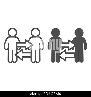 Humans and exchange arrows line and solid icon, people concept. Vector graphics. Men sign on white background, outline style icon for mobile or web de Stock Vector