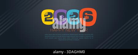 Retro Style New Year 2026 Banner with Bold Colors and Rounded Typography for Modern Promotions Stock Vector