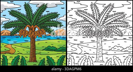 Date Palm Tree Fruit Plant Coloring Illustration  Stock Vector
